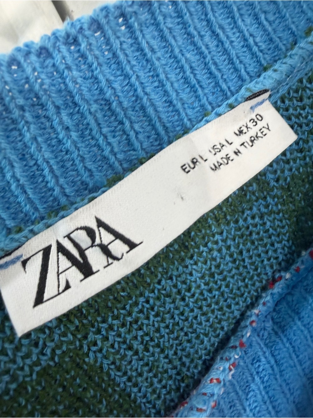 Zara Blue and Green Mushroom Graphic Crewneck Sweater - Picture 3 of 5